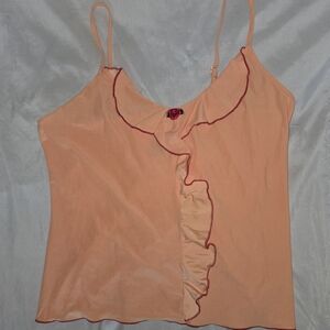 Bisou Bisou Peach Camisole with Red Trim